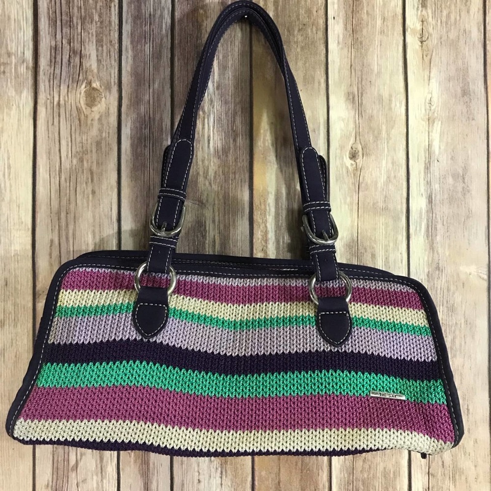 Vintage Y2K The Sak colorful striped knit shoulder bag purse